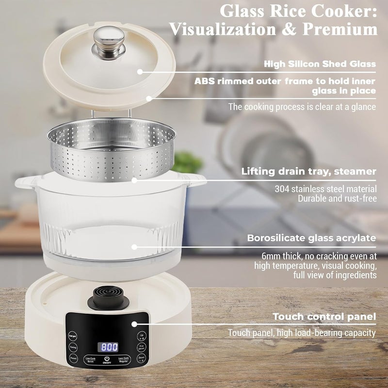 AVIF Low Carb Rice Cooker,3L Multifunction Smart Rice Cooker - 4H Keep Warm,Digital Display,Timer & Reservation Function,Suitable for Cooking,Simmering,Stewing,and Steaming - Image 4